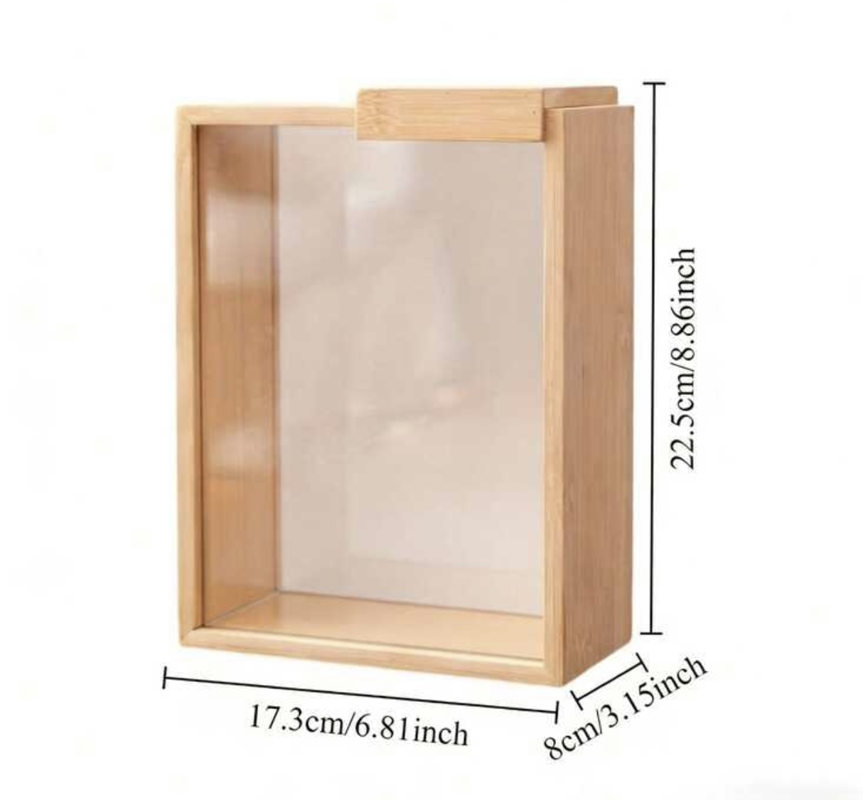Bamboo Square Storage Container with sliding Lid size chart