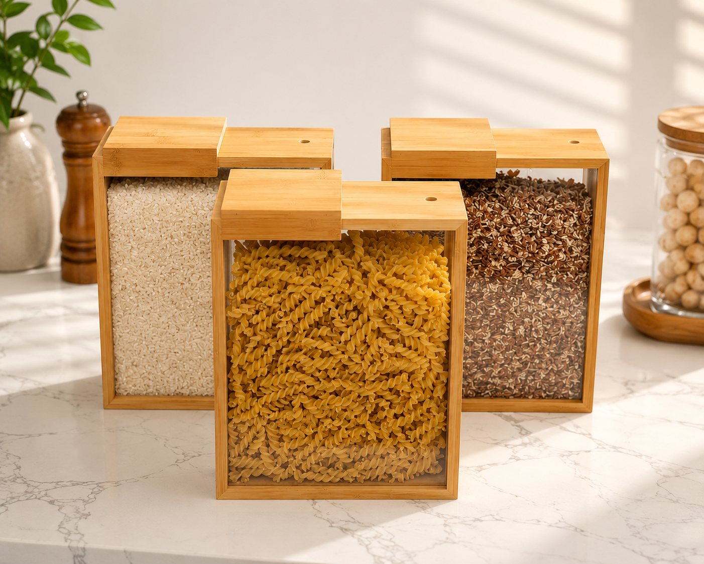 Bamboo square storage containers