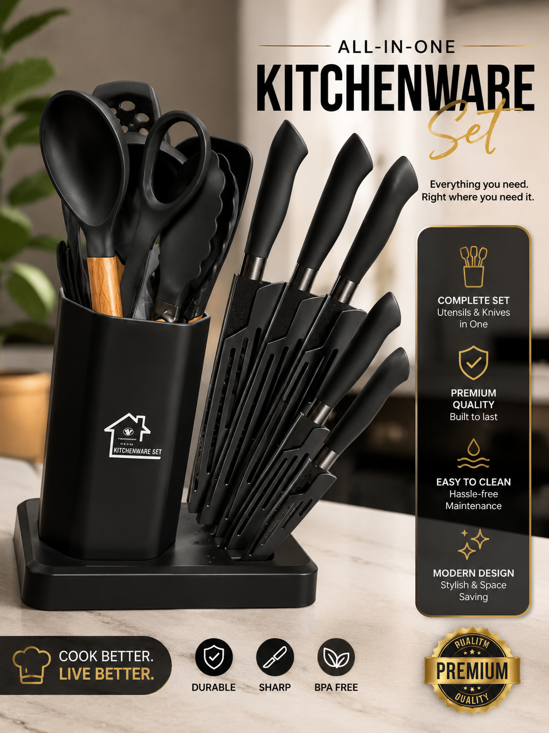 19pcs Kitchen Silicone knife & Utensil set