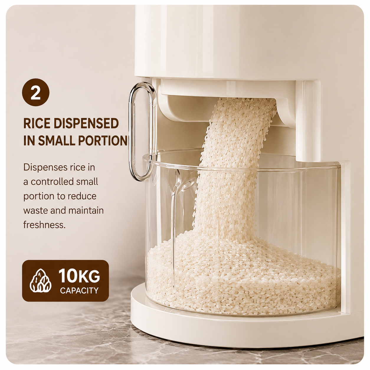 Airtight Grain Storage Dispenser with Measuring cup - Big (10kg) — view 2
