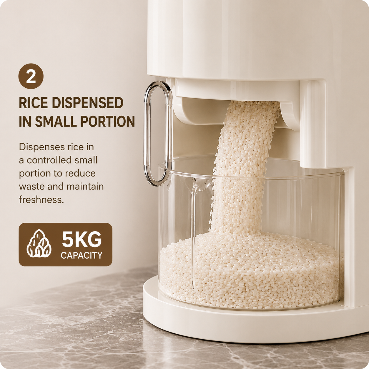 Airtight Grain Storage Dispenser with Measuring cup - Small (5kg) — view 2
