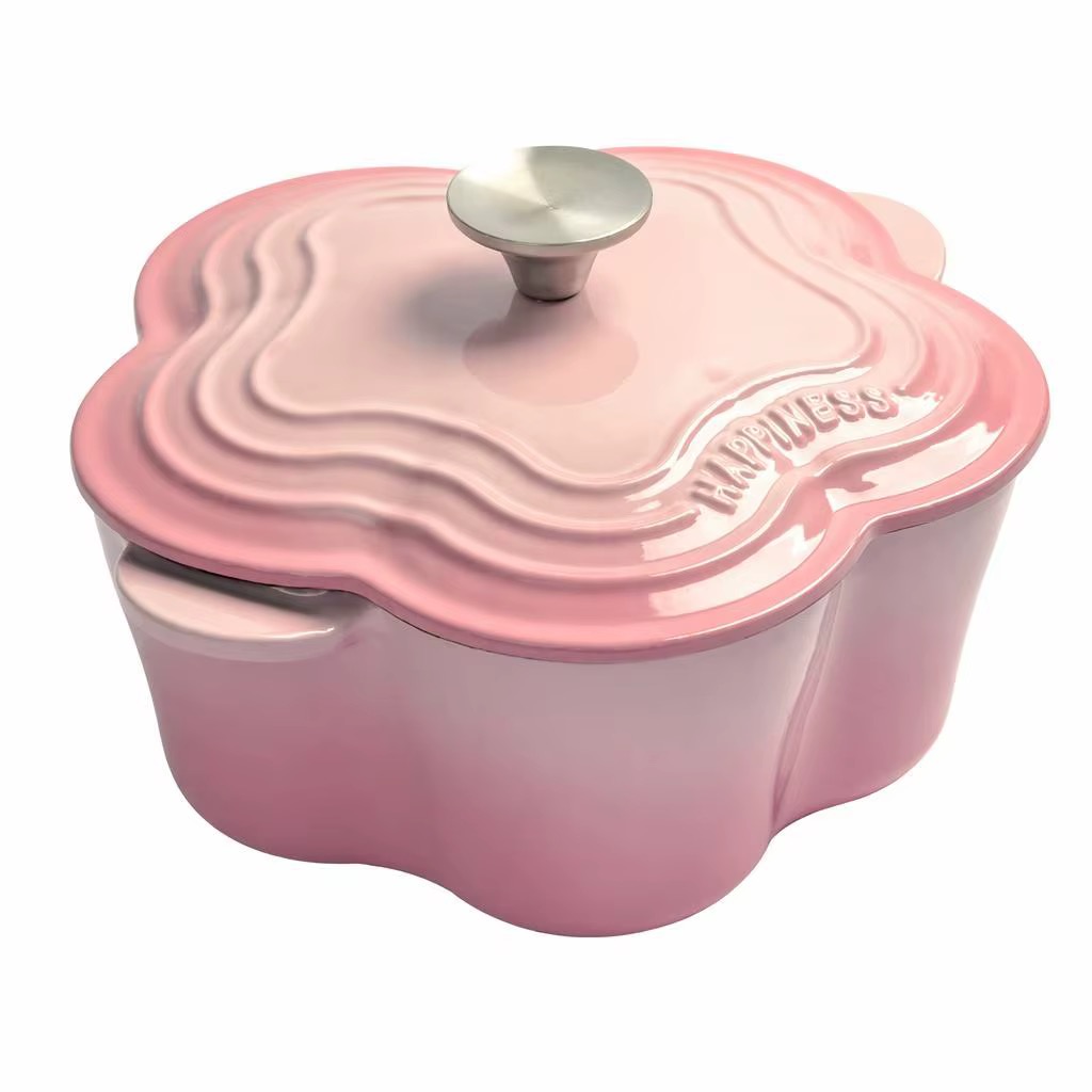 Cast Iron Pink Heart Shape Single Cooking Pot