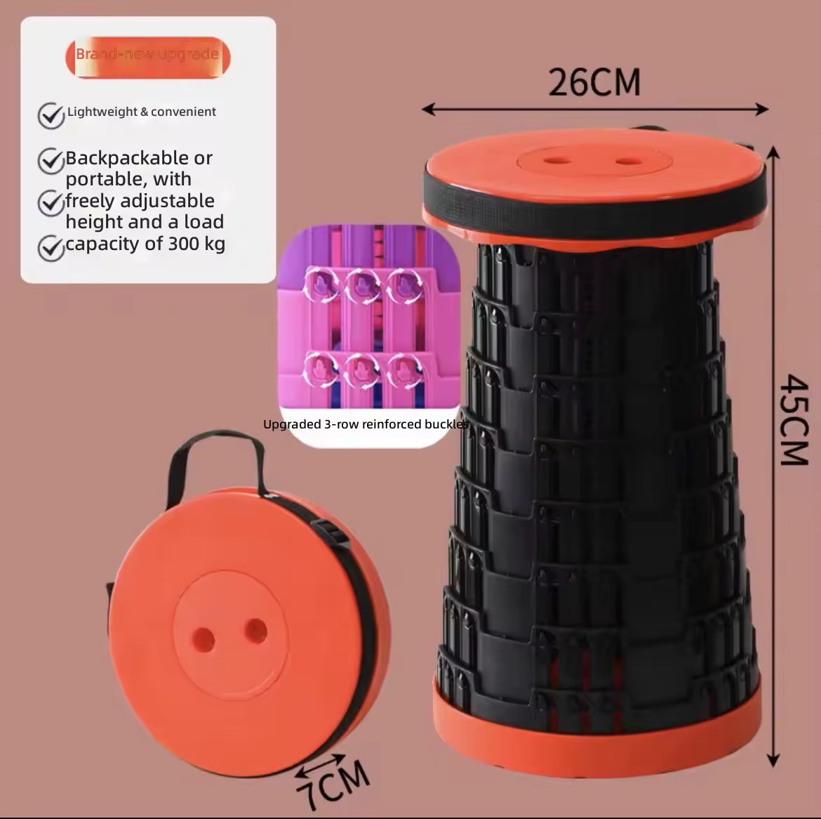 Portable Collapsible Folding Stool size chart