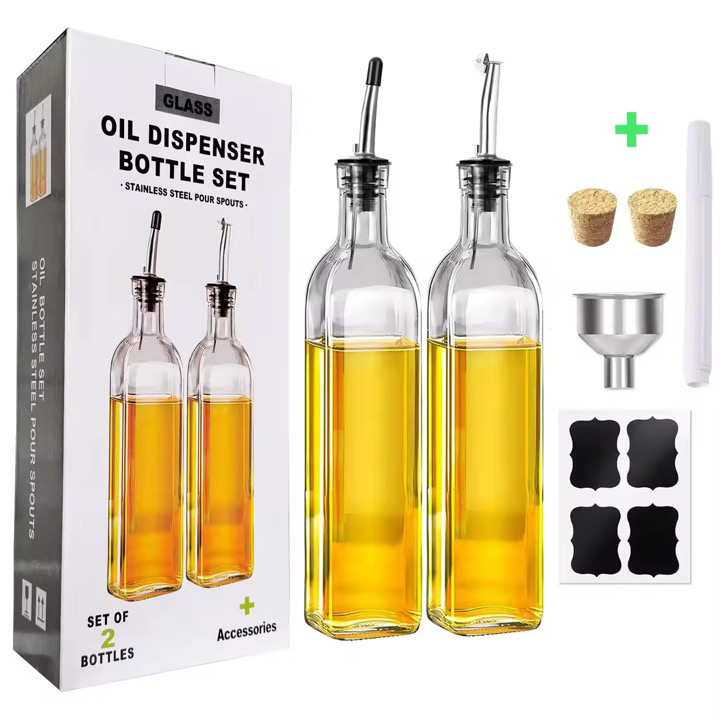 Glass Oil Dispenser Bottle Set