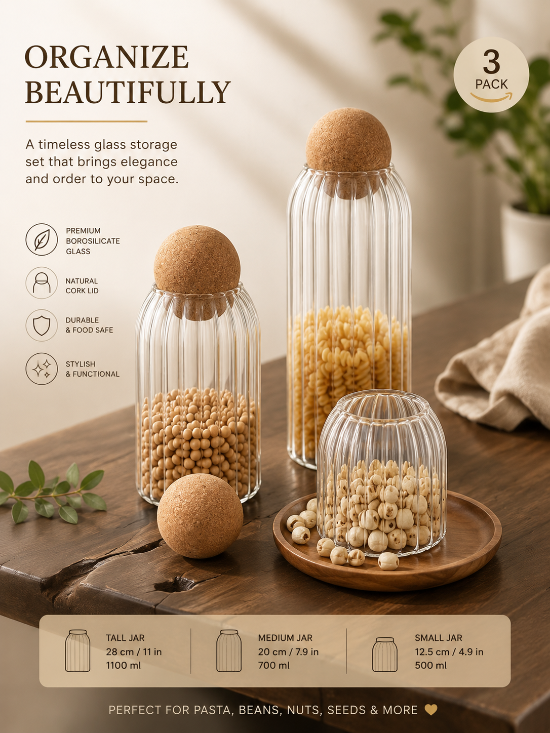 3pcs Transparent Jar Set
