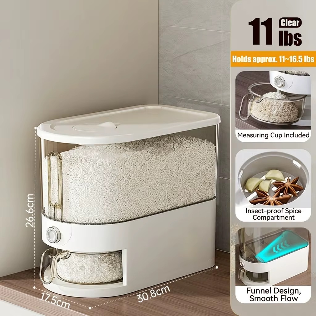 Airtight Grain Storage Dispenser with Measuring cup - Small (5kg)